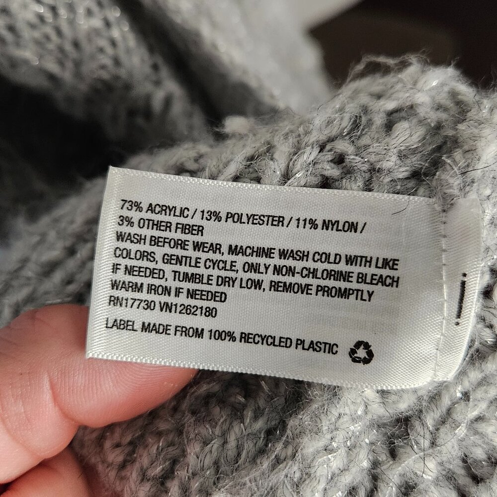 Cat & Jack, Long Sleeve open front Cardigan sweater, Grey Size7/8 - Picture 4 of 6